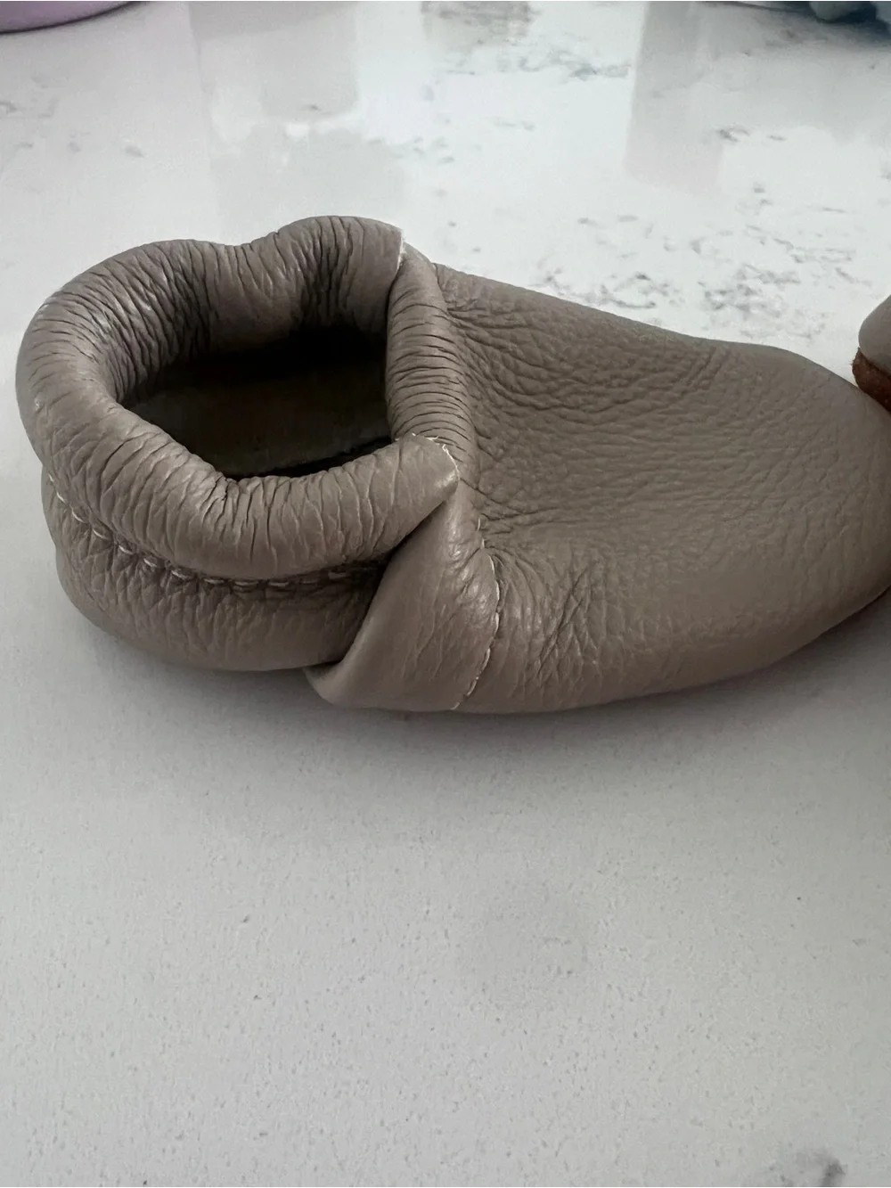 Baby Leather Moccasin Slip-Ons in Taupe — Soft Baby Shoes